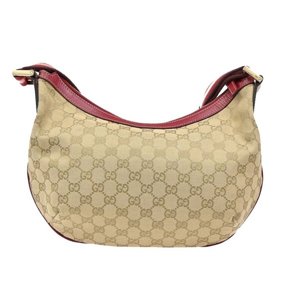 GUCCI Logo GG Pattern Sherry Shoulder Bag Canvas Leather Brown Red Italy 76KA943 - Picture 3 of 16